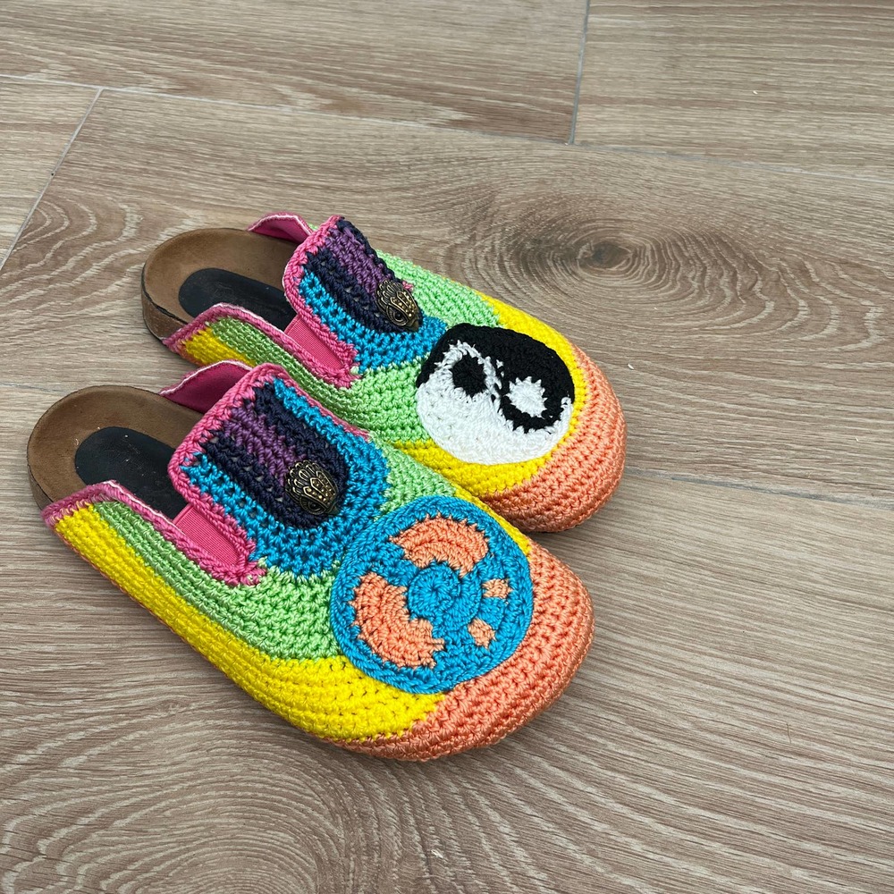 KURT GEIGER London Ozark Mistmatched Multi Pattern Crochet Mules - Picture 3 of 7